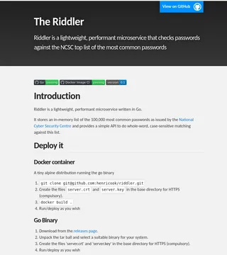 The Riddler: Microservice for checking passwords against the NCSC top list